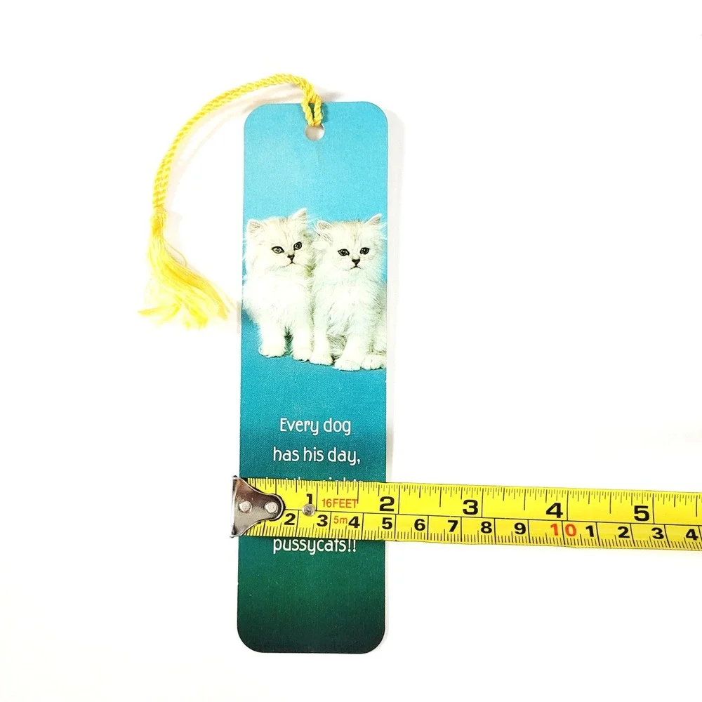 Vintage 80s Pussycats tassel Bookmark- White Kittens- Hallmark Cards- 60HBM 80-4